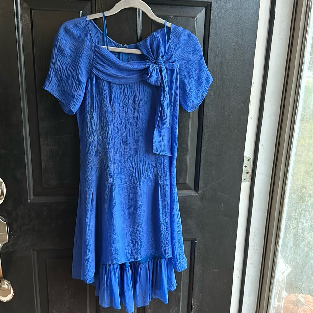 Vintage Betsey Johnson Blue 100% Silk Dress Size 2